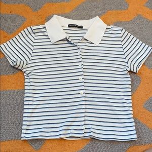 brandy melville striped button up shirt